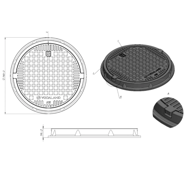 Właz pp ogrodowy DN600 polimero-piaskowy zielony A15