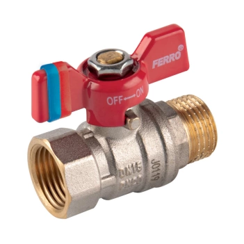 Zawór Kulowy Nakrętno-Wkrętny z Motylkiem 1/2" Ferro F-Comfort