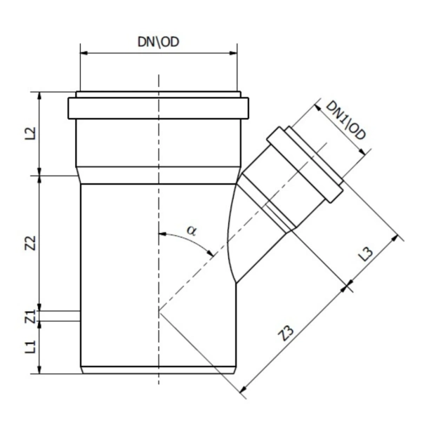 Trójnik kanalizacji zewnętrznej 200 x200/87,5 °