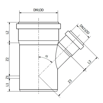 Trójnik  kanalizacji zewnętrznej 110 x110/45 ° 