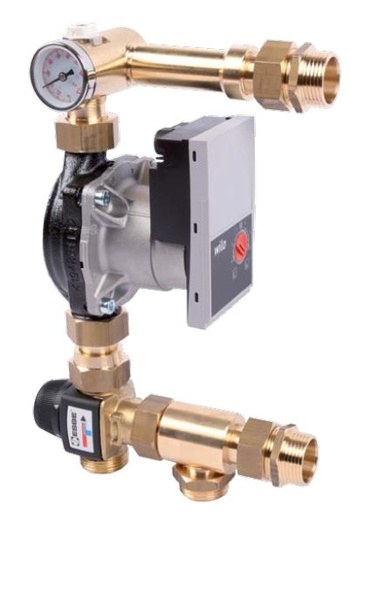 Układ pompowy do rozdzielaczy z tworzywa PP-GF oraz mosiężnych