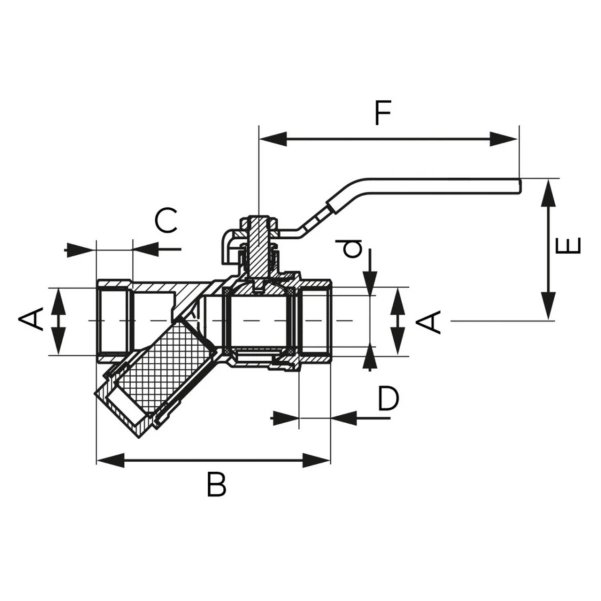 Zawór Kulowy Nakrętno-Nakrętny z Dźwignią z Filtrem 1/2" F-Power