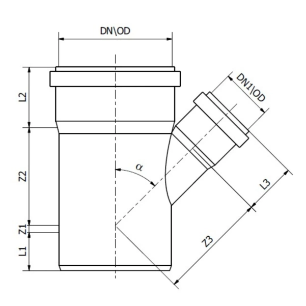 Trójnik kanalizacji zewnętrznej 160 x110/45 °