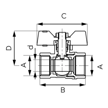 Zawór Kulowy Nakrętno-Nakrętny z Motylkiem 3/4" Ferro F-Comfort
