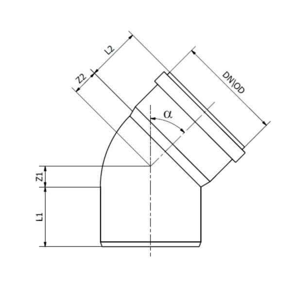 Kolano kanalizacji zewnętrznej 110 45 °