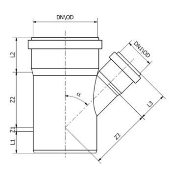 Trójnik kanalizacji zewnętrznej 200 x200/45 °