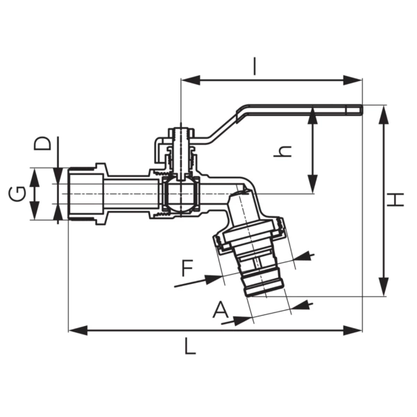Zawór Kulowy Czerpalny z Metalową Złączką 3/4" Ferro F-Comfort