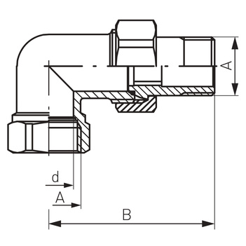 Śrubunek mosiężny kątowy z oringiem 1/2''