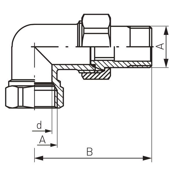 Śrubunek mosiężny kątowy z oringiem 1''