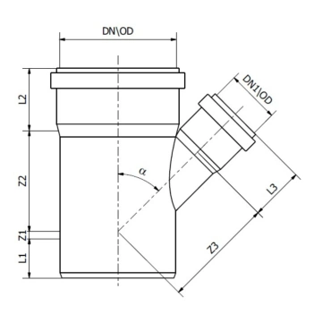 Trójnik kanalizacji zewnętrznej 200 x200/87,5 °