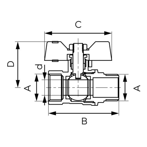 Zawór Kulowy Nakrętno-Wkrętny z Motylkiem 1/2" Ferro F-Comfort
