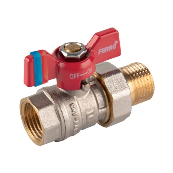 Zawór Kulowy Nakrętno-Wkrętny z Motylkiem ze Śrubunkiem 3/4" F-Comfort