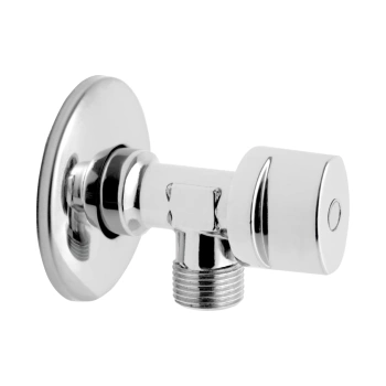 FERRO Zawór kątowy kulowy z rozetą i metalowym pokrętłem 1/2" x 3/8"