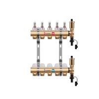 Rozdzielacz mosiężny podłogowy WIRO z odpowietrznikiem automatycznym 5 obwodów
