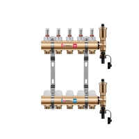 Rozdzielacz mosiężny podłogowy WIRO z odpowietrznikiem automatycznym 15 obwodów